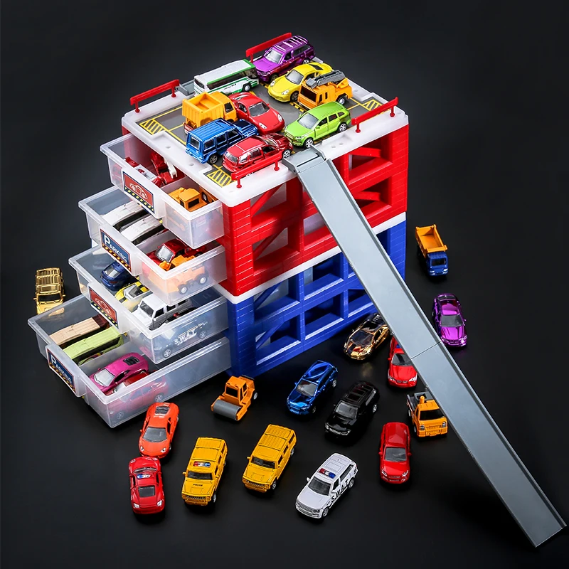 

Mini Parking Lot for Toy Car Models Pack with 2 Layers Drawer