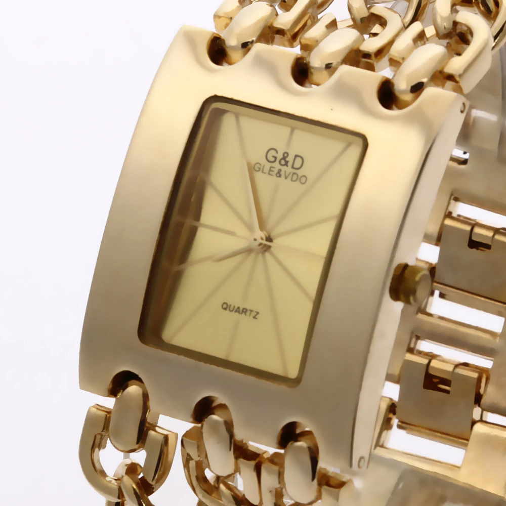 

G&D Top Brand Luxury Gold Women's Watches Rectangle Quartz Wristwatches Stainless Steel Reloj Mujer Relogio Feminino Gift Clock