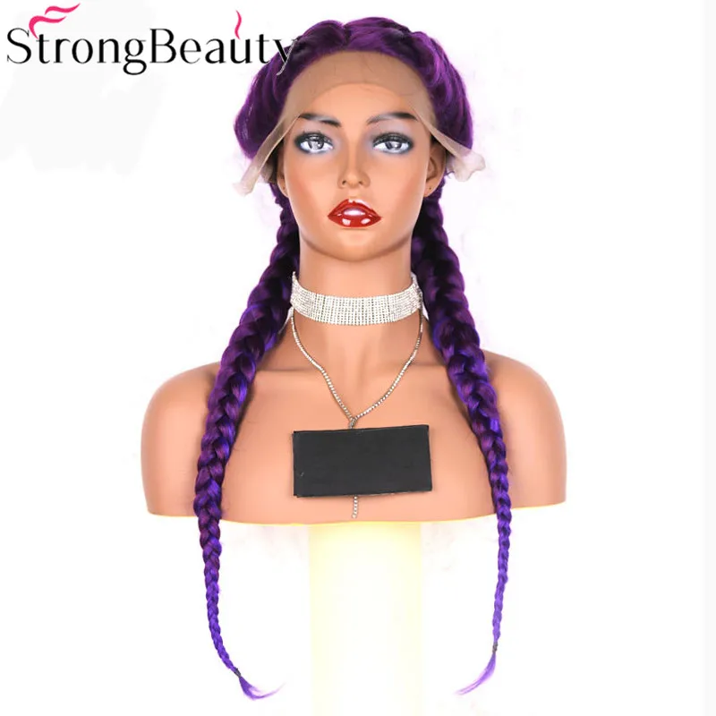 StrongBeauty Синтетический Плетеный кружевной передний парик косички Омбре