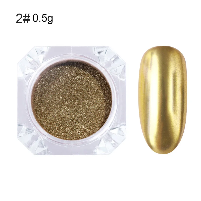 0.5g 2 1 г/0,5 г дизайн ногтей зеркало порошок розовый Золотой Серебряный металлический хромированный ноготь искусство Блеск Пыль для ногтей гель лак для ногтей украшения ногтей - Цвет: 0.5g 2