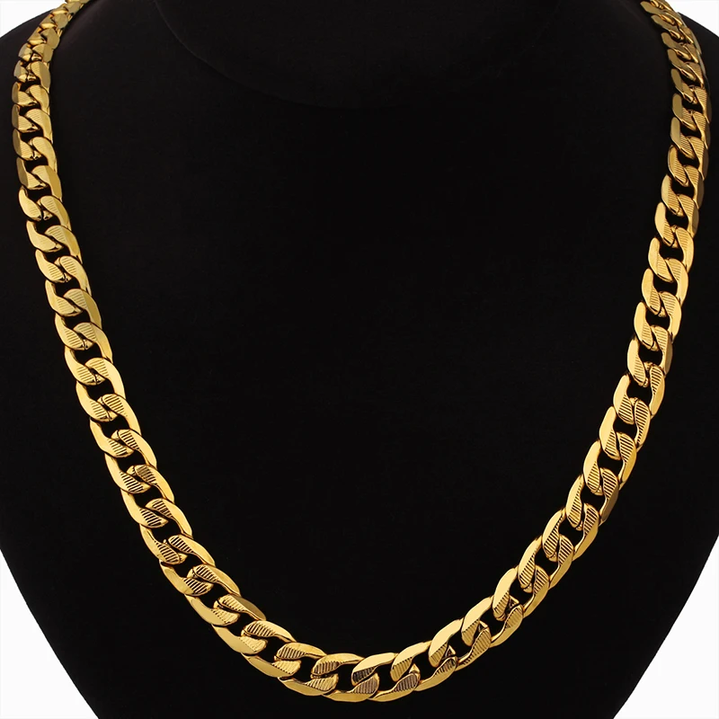 Купи Hip Hop Jewelry Long Chunky Cuban Link Chain Golden Necklaces With Thick Gold Color Stainless Steel Neck Chains For Men Jewelry за 378 рублей в магазине AliExpress