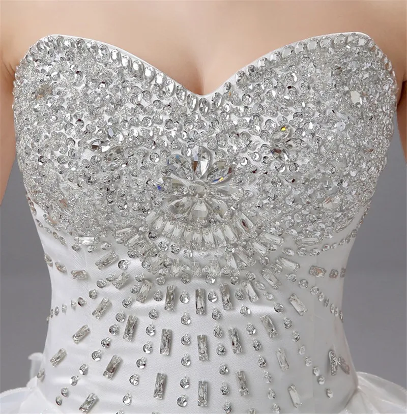 Vestido De Noiva Роскошные хрустальные без бретелек кружевные бальные Свадебные платья