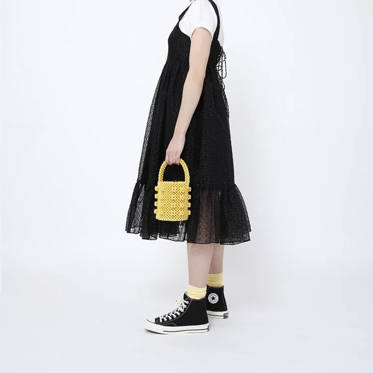 2019 Hand-woven Bead Handbag New Fashion Pearl Knitting Bucket Bag Skewed Pocket Luxury Crystal | Багаж и сумки