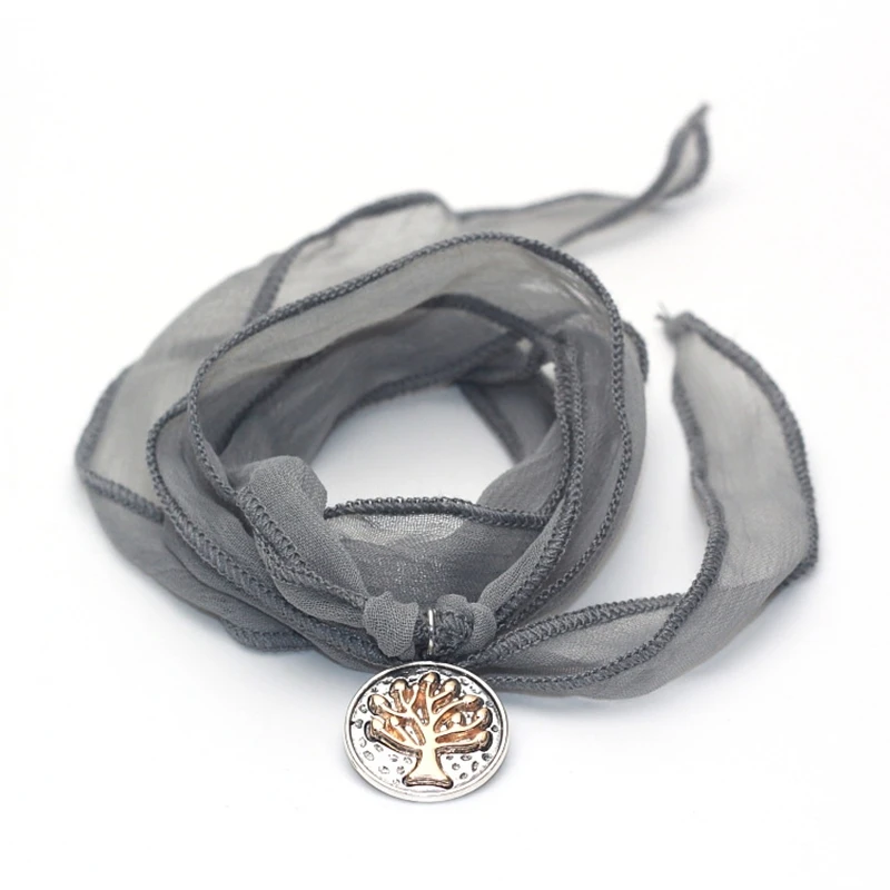 Новое прибытие сари шелковая лента обернуть браслет жизнь дерево очарование