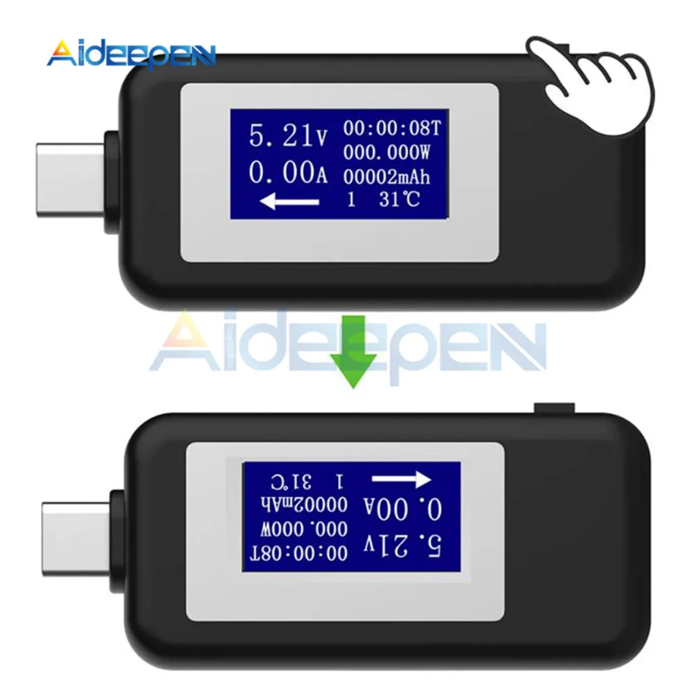 USB-тестер типа C цифровой вольтметр постоянного тока измеритель напряжения