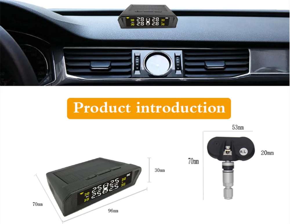 Автомобильная солнечная USB система контроля давления в шинах TPMS Встроенный ЖК-дисплей цветной экран датчик давления в шинах контроль TY11