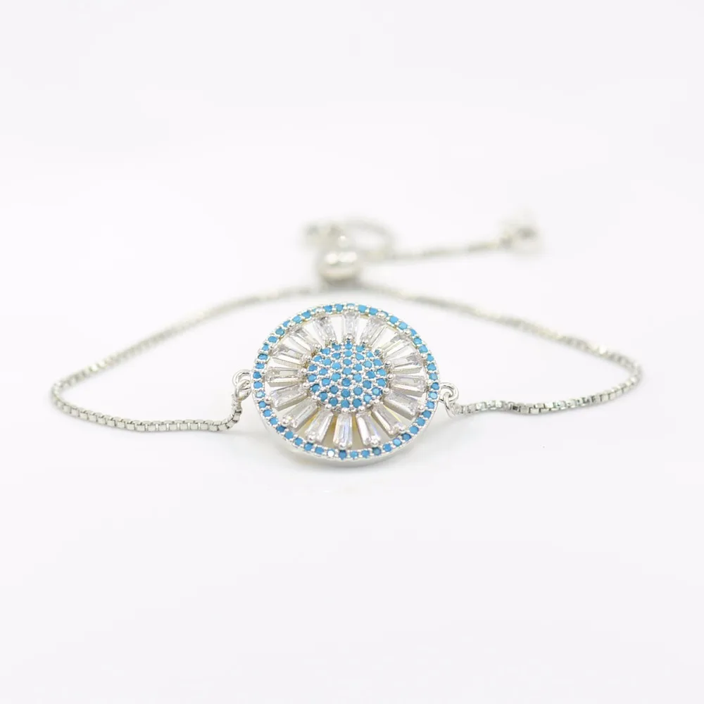 5 шт. цветок браслет Медь Micro Pave CZ циркония круглый браслеты с подвесками модные