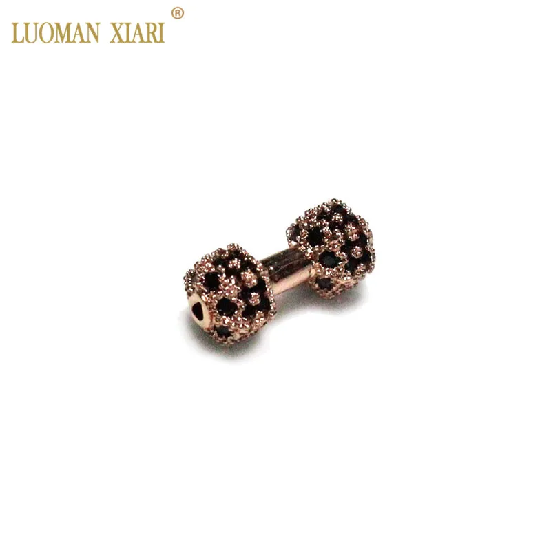rose-black AAA медные и циркониевые бусины в виде гантелей подходят для DIY браслетов и ожерелий CZ разделительные бусины Подвески для изготовления ювелирных изделий - Цвет: rose-black