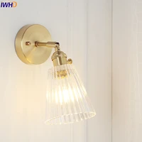 iwhd nordic modern copper wall lamps bedroom glass bathroom mirror light home lighting luminaire edison wall sconce wandlamp