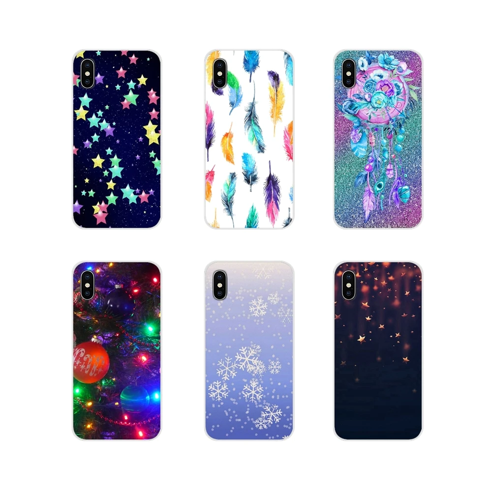 Ловец снов перо со звездами и рождественской для Apple iPhone X XR XS MAX 4 4S 5 5S 5C SE 6 6S 7 8 Plus ipod