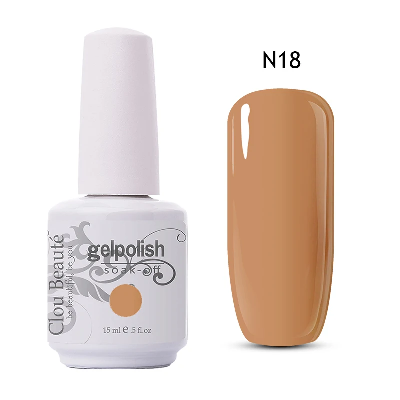N18 Clou Beaute 15 мл замачиваемый УФ светодиодный Гель-лак для ногтей Базовое покрытие без протирания гель для ногтей золотой блеск телесного цвета лак 244 цветов - Цвет: N18