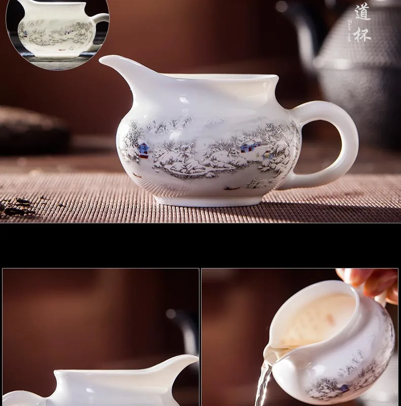 11 шт./лот Jingdezhen набор для чая Снежная сцена узор керамический фарфоровый чайный сервиз, кружка для вина/8 чайная чашка+ 1 чашка+ 1 фильтр+ 1 чайник