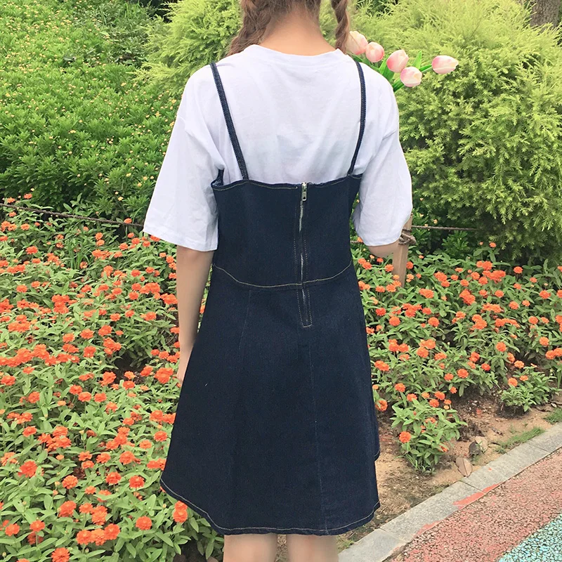 Hzirip Для женщин Летнее платье из джинсовой ткани 2017 без рукавов Мини Спагетти Sexy