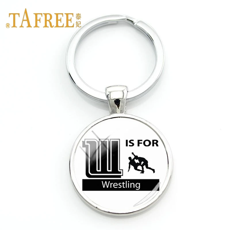 WR59 TAFREE, винтажный стиль, стеклянная круглая подвеска, брелок для ключей, простой художественный Рисунок, борьба, брелок для женщин, автомобильный держатель, ювелирное изделие, WR65 - Цвет: WR59