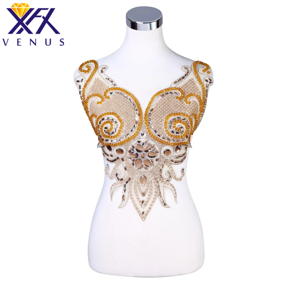 XFX VENUS 5 шт. блестящее платье ручной работы Стразы с вышивкой аппликация лифа для