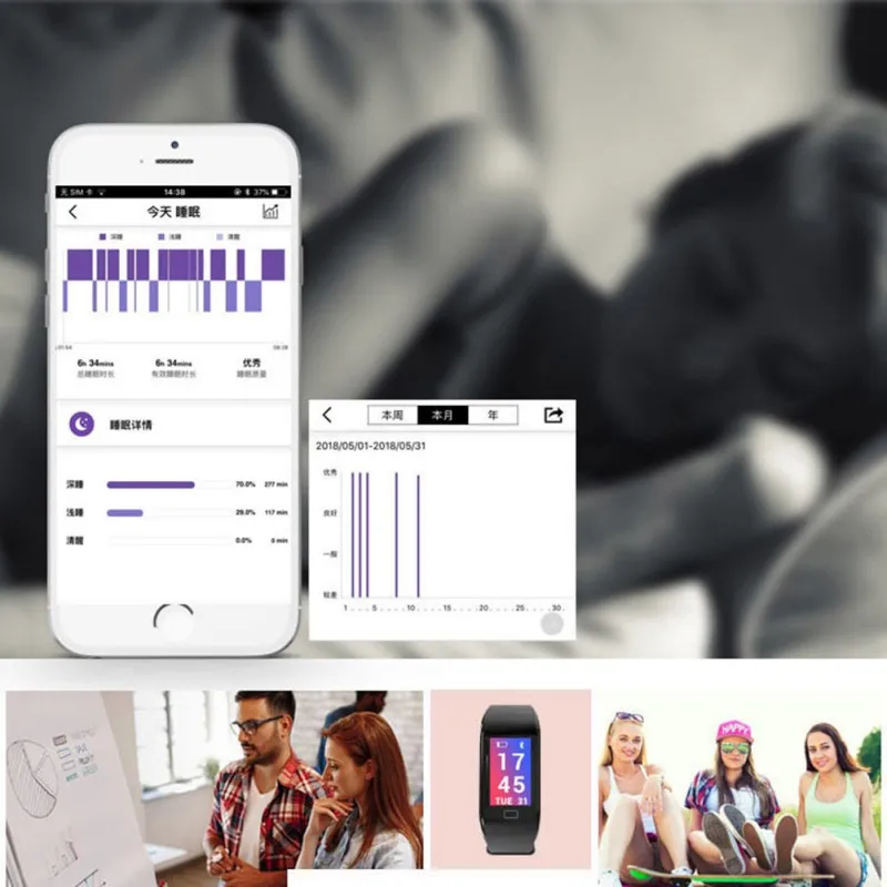 Smart Wristband Fitness Bracelet Health Monitor BLE4.0 Watch Sport Band | Электроника