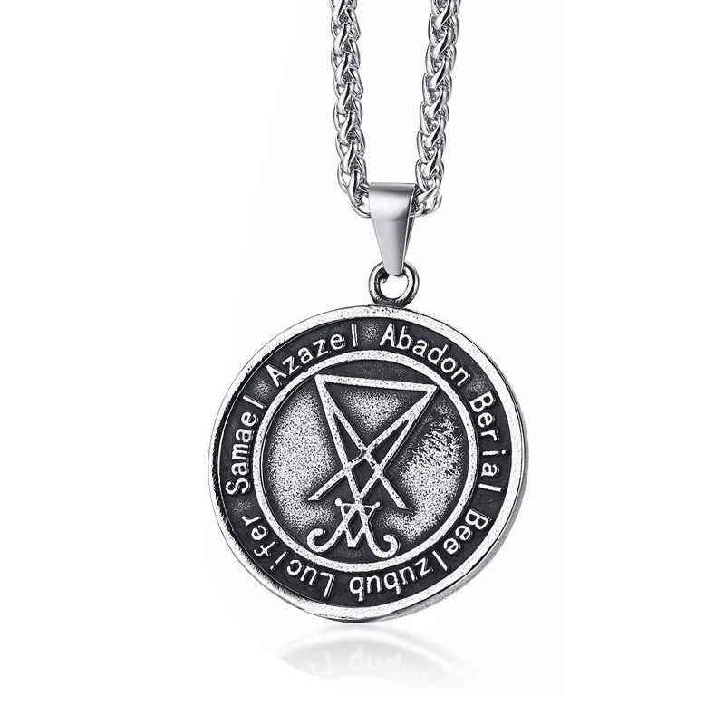picture 2 Vantage мужское ожерелье из нержавеющей стали Sigil Lucifer сатана подвеска сатанинская система эмблема Подвеска Амулет знак медальон - Окраска металла: picture 2