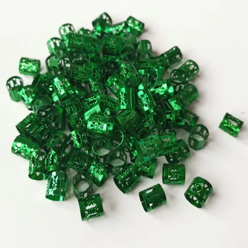 green 100 шт./лот, серебристо-золотистая оплетка для волос, бусины-дреды, регулируемая манжета, зажим 8 мм, металлическая трубка с зажимом, аксессуары для самостоятельной сборки - Цвет: green