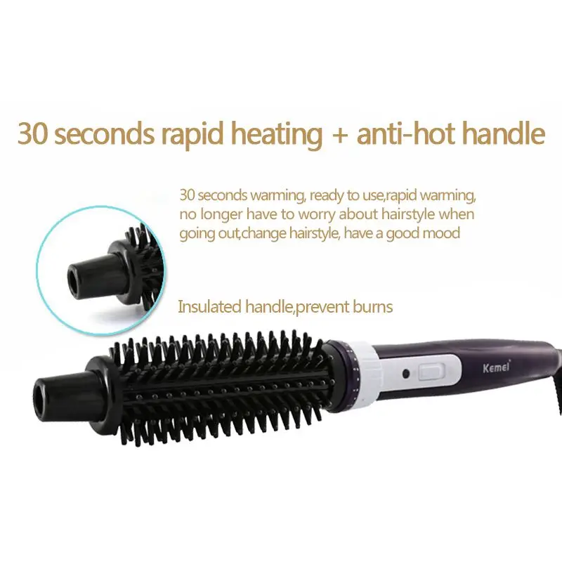 KM-775 Electrical hair curler Brush Styling 8 level Temperature Control Instant Quick Heating Combs Curlers Home care tools | Бытовая
