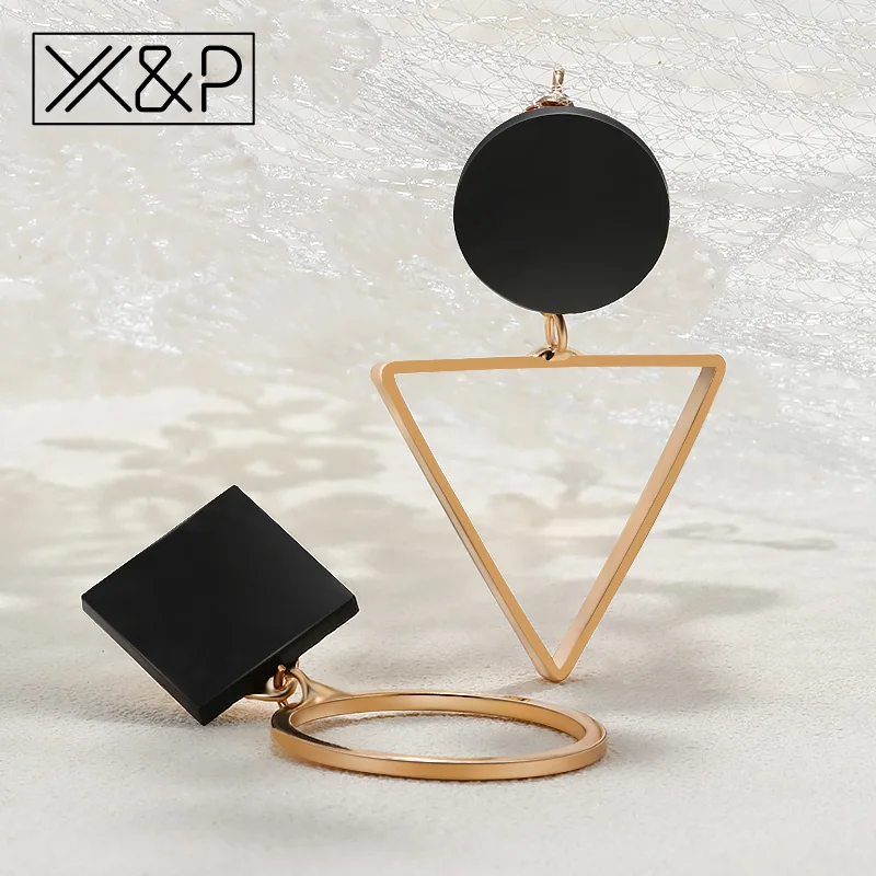X & P модные роскошные Асимметричные геометрические Серебряные длинные висячие