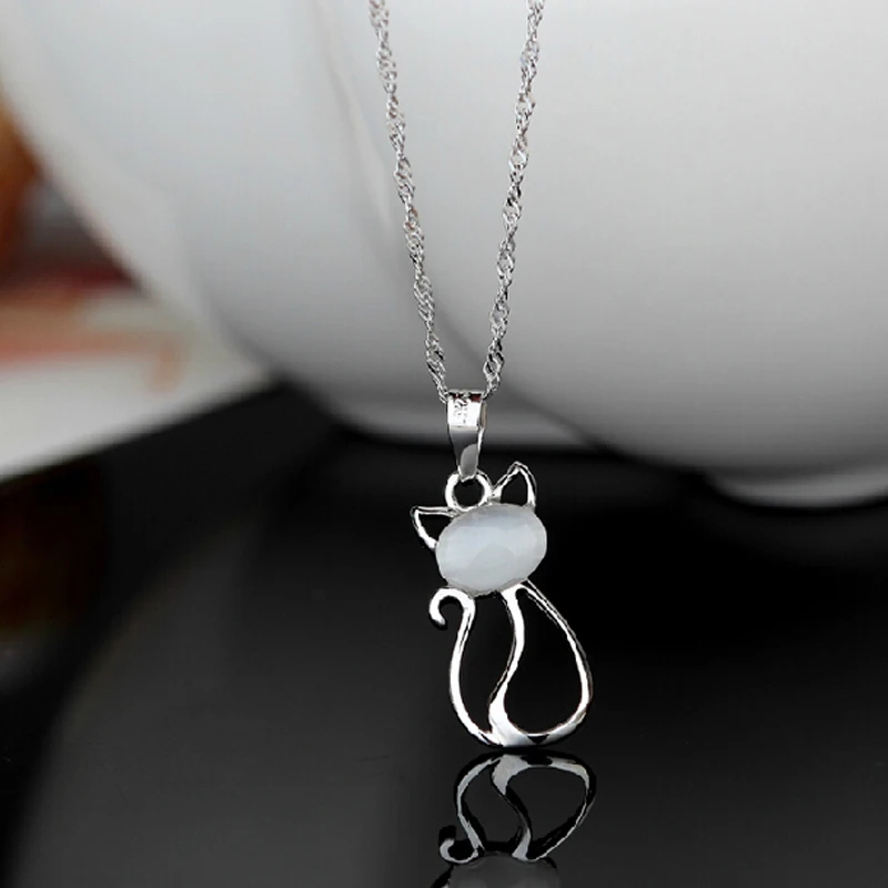 Lovely Vintage Cat's Eyes Crystal 925 Pure Sterling Silver Pendants For Necklace Chain Women New 2015 Korean Fashion Jewelry | Украшения