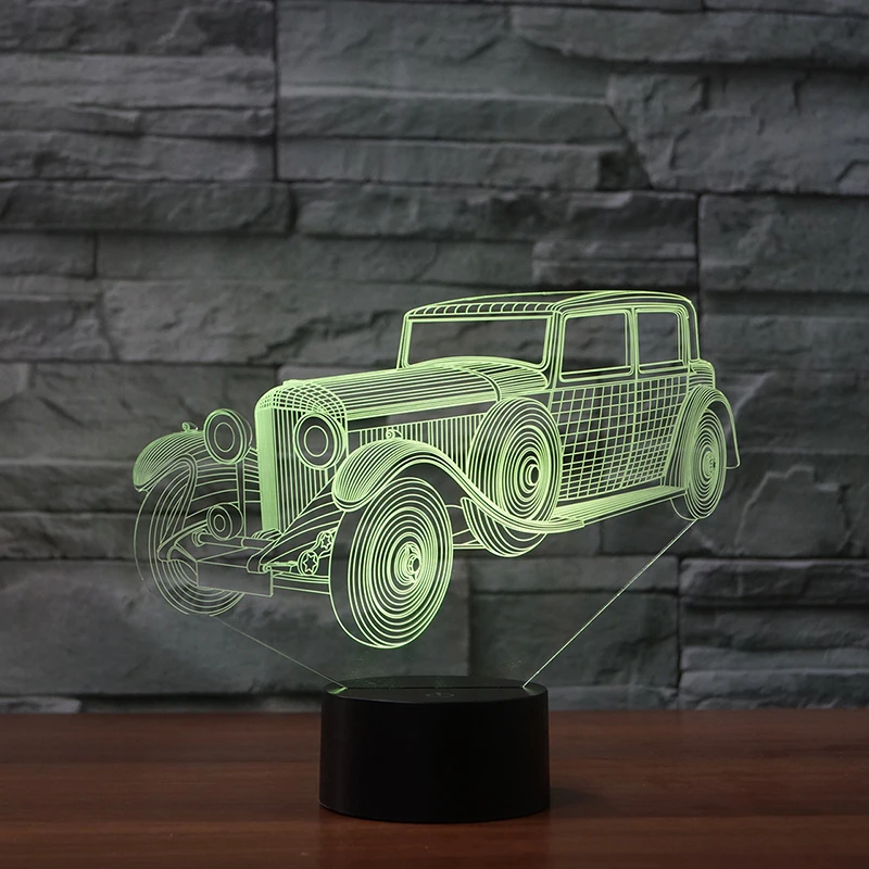 Классический античный автомобильный 3D светодиодный светильник цветной ночник