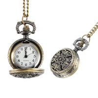 fashion vintage women pocket watch alloy retro hollow out flowers pendant clock sweater necklace chain watches lady gift ll17