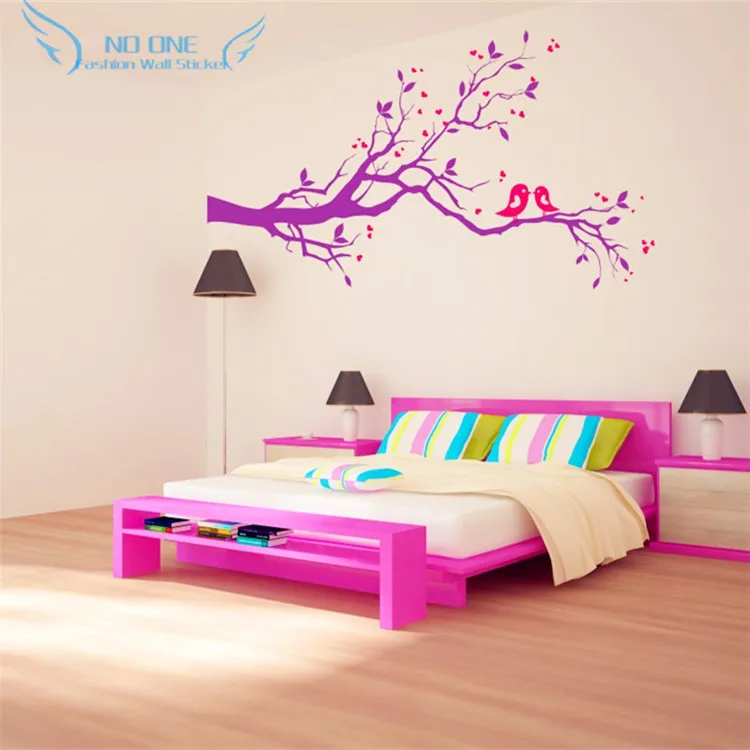 Виниловая настенная наклейка с птицами на ветке дерева декоративная стеклянная