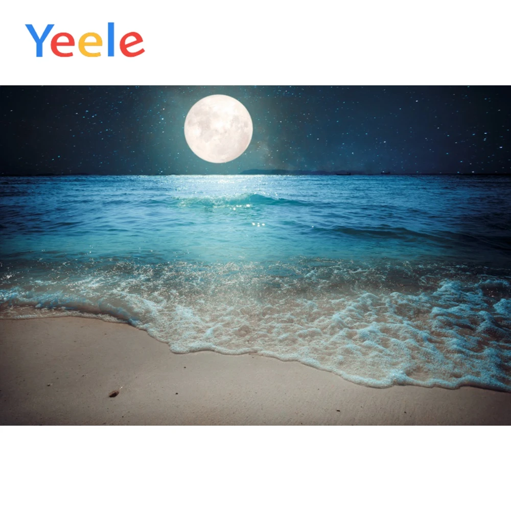

Yeele Night Seaside Beach Moonlights Spray View Portrait Backgrounds Photography Seamless Photographic Backdrop For Photo Studio