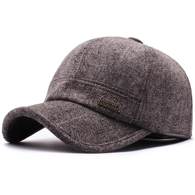 High Quality Winter Men's Baseball Cap With Ear Flaps Gorra Hombre Snapback Hat Warm Thicken | Аксессуары для одежды