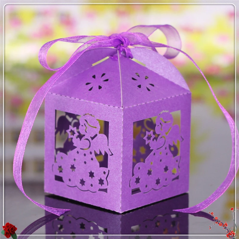 50 шт. ребенка коробка конфет ангел Подарочная свадебный подарок лазерной резки