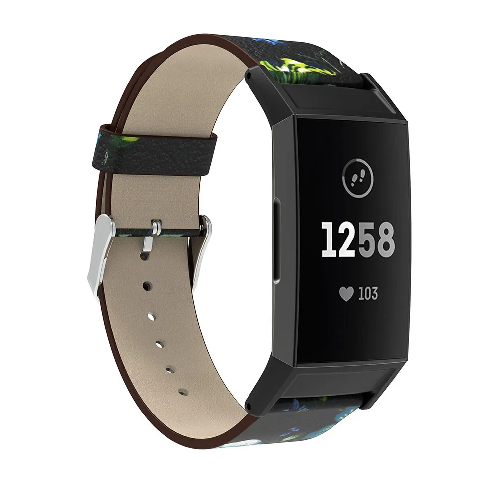 Замена printingfor Fitbit Charge 3 полосы Кожа бретели для нижнего белья Группа Сменные Смарт-часы для фитнеса группа с Нержавеющая оправа