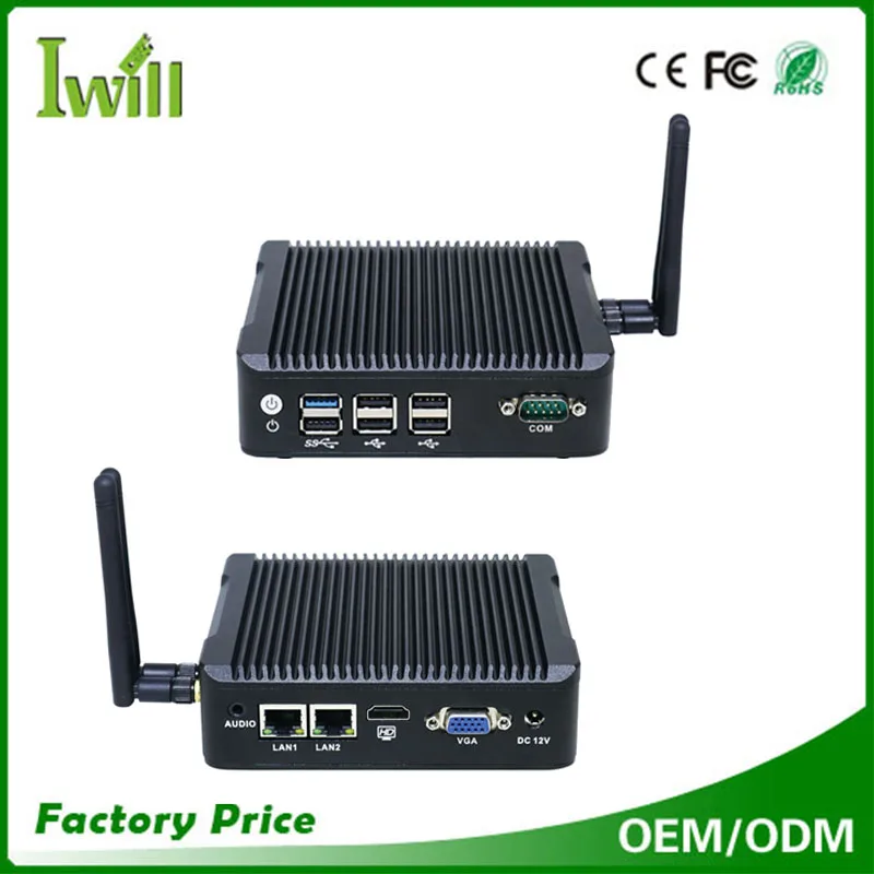 IBOX 501 N3 Baytrail quad core J1900 2.0 ГГЦ Безвентиляторный микро компьютер pc с 6 USB 2 Lan 1 RS232 COM для