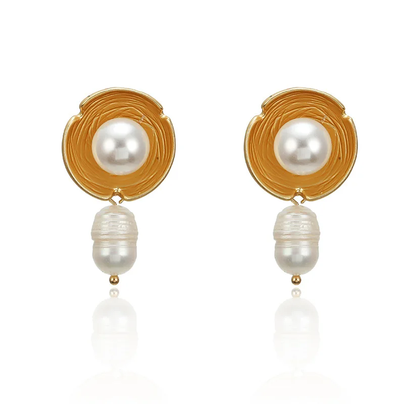 DoreenBeads хит продаж серьги-гвоздики в виде ушей матовое золото круг имитация