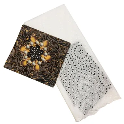 

Free shipping 100% Cotton african ankara wax fabric African Fabric +White Hollow Out Swiss Voile Lace in Switzerland 3+2.5yards