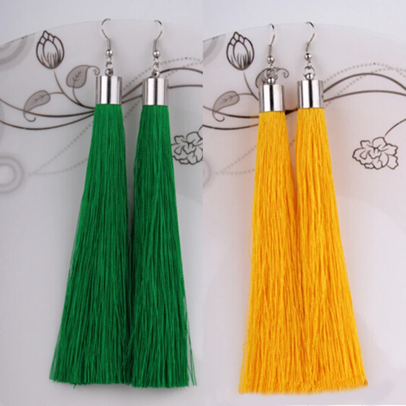 Женские богемные серьги с кисточками длинные подвески в этническом стиле 18