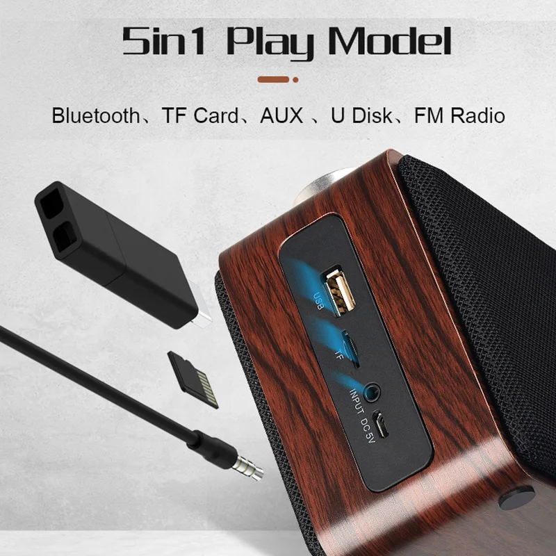 Сенсорные деревянные Bluetooth колонки Супер Низкие частоты, портативный сабвуфер Музыка беспроводные деревянные колонки FM радио микрофон Hands-Free