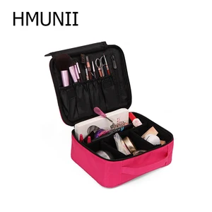 HMUNII женская косметичка, высококачественный дорожный косметический Органайзер, переносная косметичка на молнии, дизайнерские сумки для макияжа в багажнике, сумки для косметики, сумка для косметики