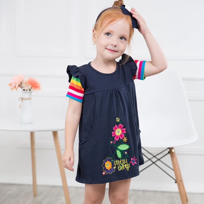 VIKITA Girls Short Sleeve Dress Baby Clothes Unicorn Party Princess Summer Costume for Kids Children Cartoon Dresses | Детская одежда и