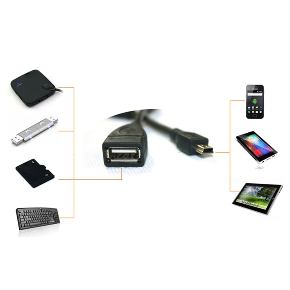 Мини USB 5P папа к OTG женский автомобильный адаптер кабель для передачи данных