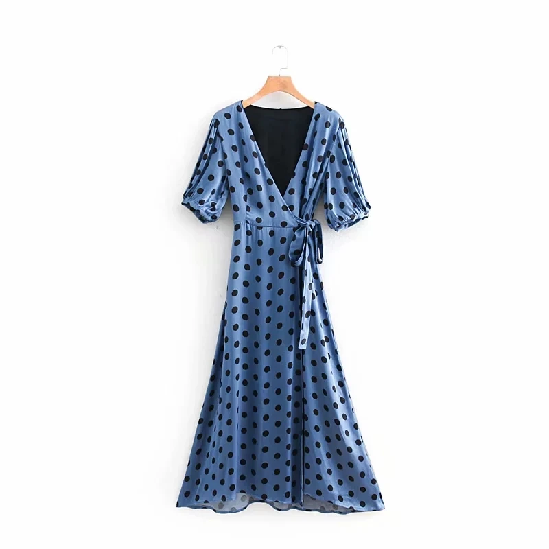 2019 зимнее платье Для женщин Vestidos английский Стиль ланон ТРАПЕЦИЕВИДНОЕ в горошек