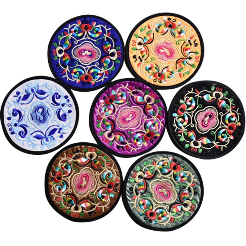 Chinese style creative home round embroidered cloth cup mat | Дом и сад