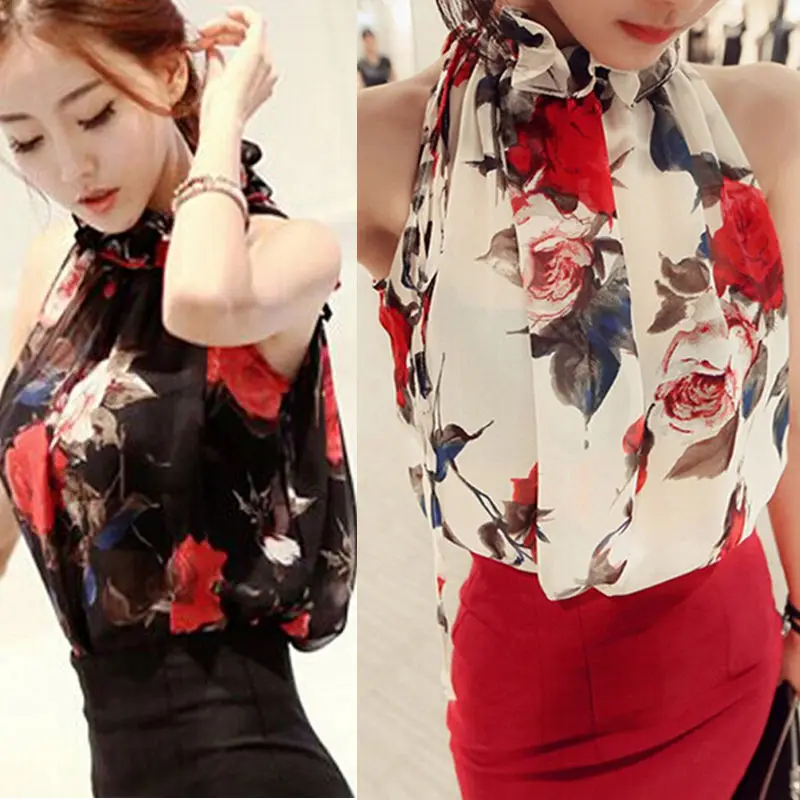 2017 Женская новая стильная модная летняя повседневная шифоновое без рукавов