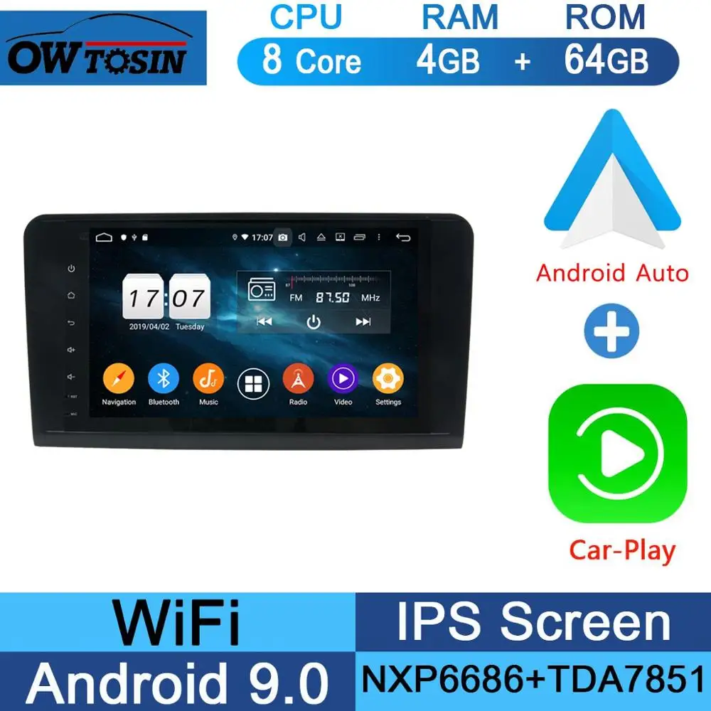 64G CarPlay Android " ips Android 9,0 8Core 4G+ 64G Автомобильный dvd-плеер для Mercedes Benz ML GL Class W164 X164 ML350 ML500 GL350 GL450 GPS стерео радио - Цвет: 64G CarPlay Android