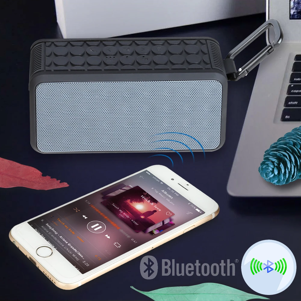TOPROAD Portable Hifi Bluetooth Speaker Waterproof IPX6 Outdoor Speakers with Carabiner Support Handsfree radio fm TF for Phone |