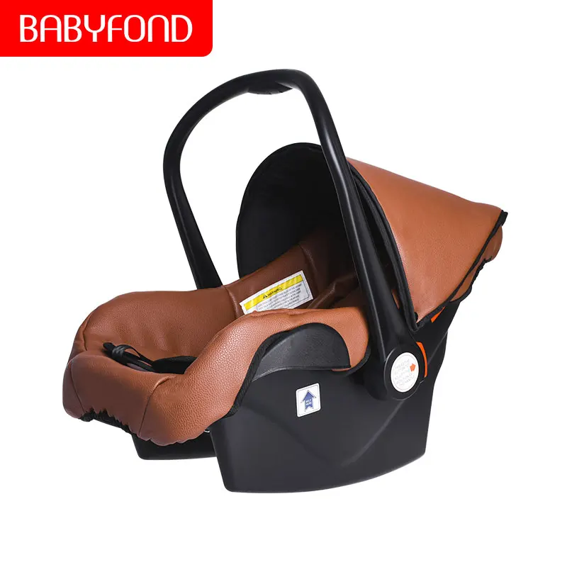 Babyfond 3 в 1 Роскошная двухходовая Складная четырехколесная детская коляска с кожаным каркасом из алюминиевого сплава, складная детская коляска - Цвет: brown car seat