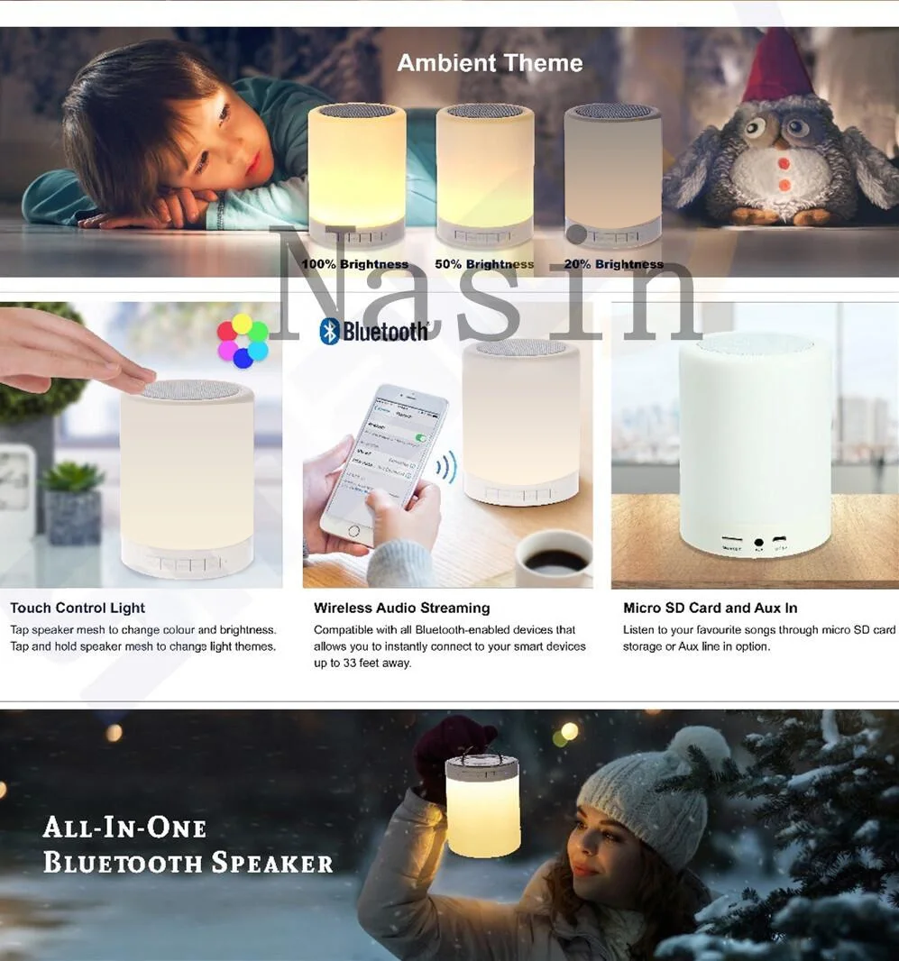 Ночной светильник Nasin с Bluetooth динамиком портативная беспроводная колонка TF