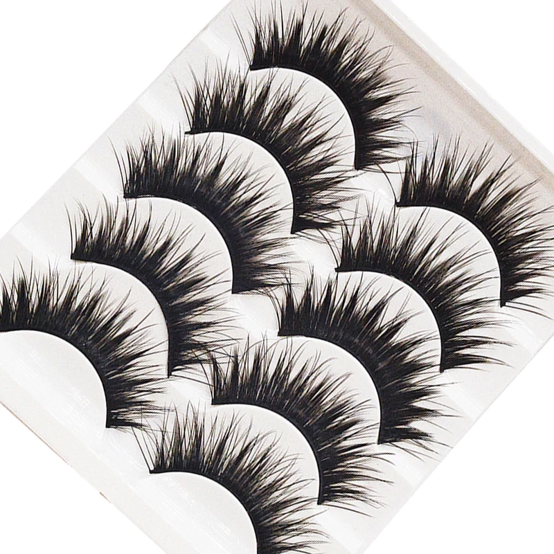 

YOKPN 5 Pairs/Lot Thick False Eyelashes Handmade Crisscross Fake Eye Lashes Big Eyes Stage Makeup Long Messy False Eyelashes