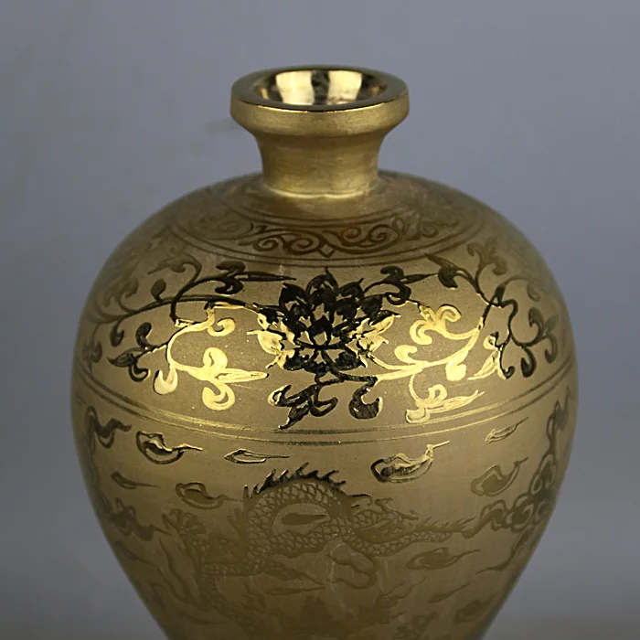 Ming Xuande years mark gilt dragon lines ваза раскопанная старинный фарфор печной имитация ручной