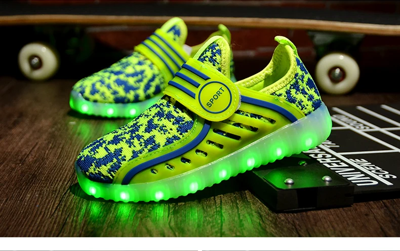Дети света обувь USB зарядка для мальчиков и девочек светодиодный освещенные обувь дети тапки дети света Up Kids светящиеся обувь